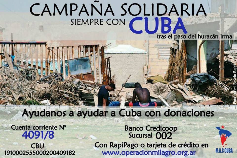 Ayudemos a Cuba a recuperarse tras el paso del huracan Irma, sumate a la campaña SIEMPRE CON CUBA